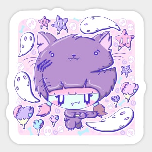 Cute zombie cat bubble head cutie Sticker